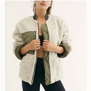NEW Free People Sherpa Jacket Rivington Fleece Bomber Coat Cozy Size M, NWT.